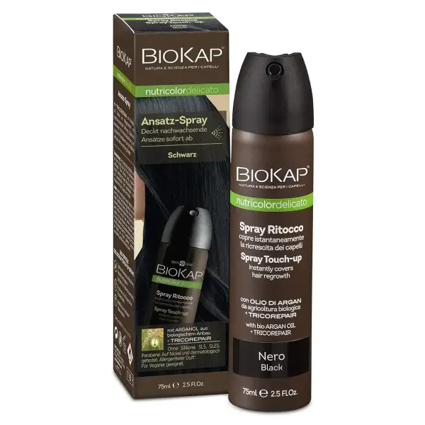 Черный оттеночный спрей для отросших корней волос Biokap