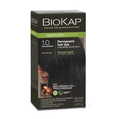 Тон 1.0 чёрный натуральный краска для волос delicato Biokap 